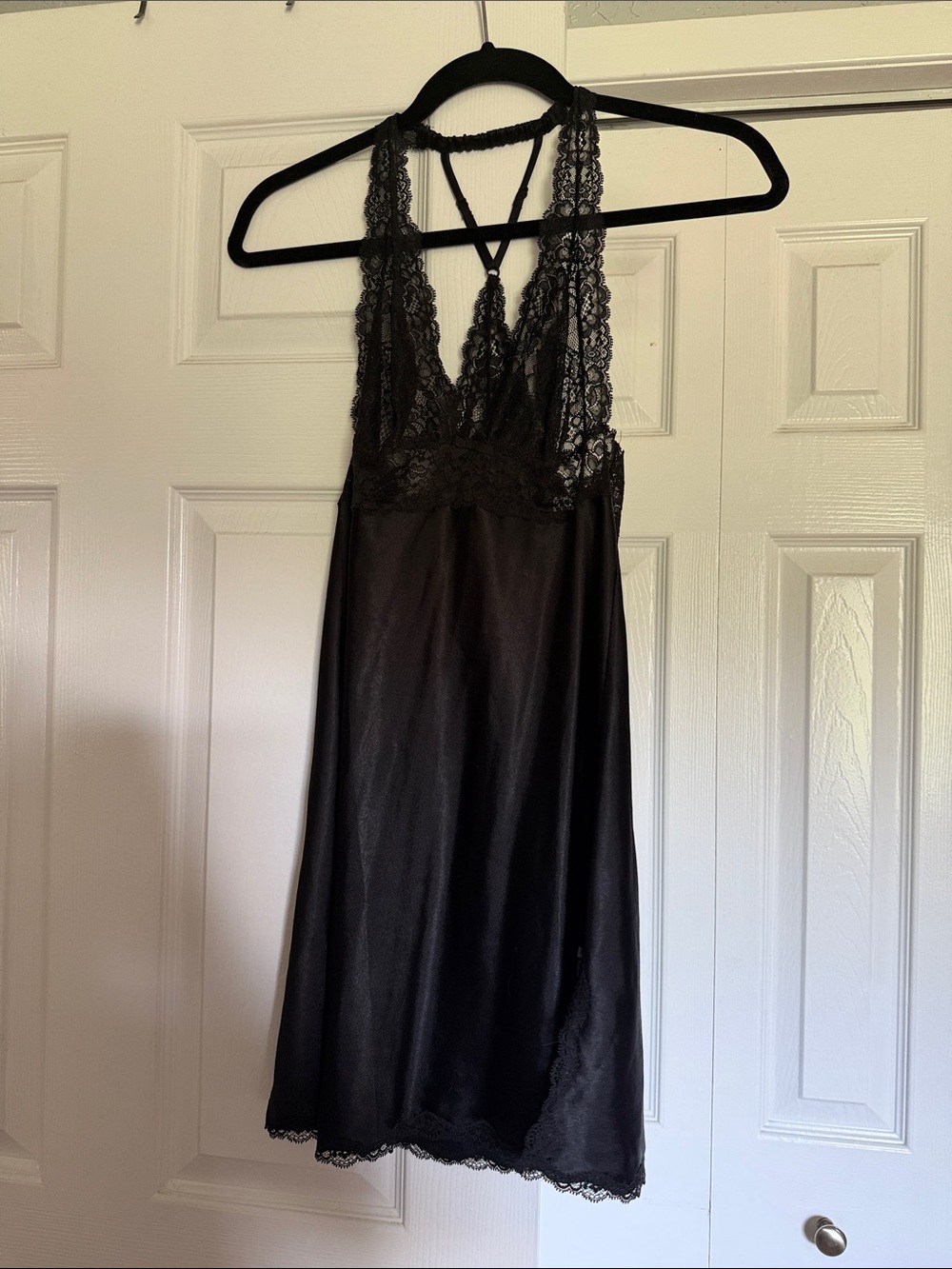Victoria's Secret Black Lace-Trim Chemise